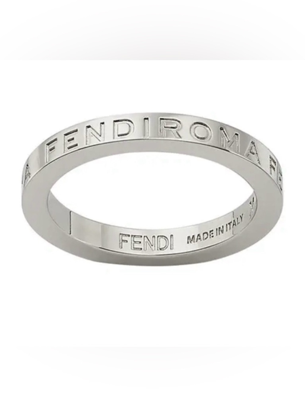 Fendi Roma Silver Metallic Engraved Band